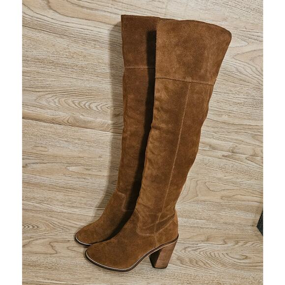 Steve Madden Orlando Palisade Chestnut Leather Knee High Boots Suede Womens 6.5 - Picture 2 of 12